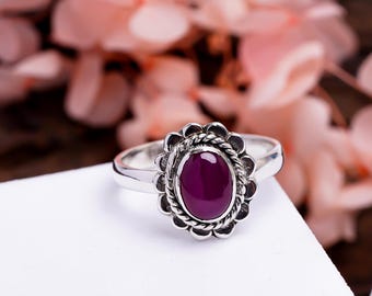 925 Sterling Silver Ring | Gemstone Ring | Ruby Gemstone | Handcrafted Ring| Solid Silver Ring | Dainty Ring |Engagement Ring | Gift For Her