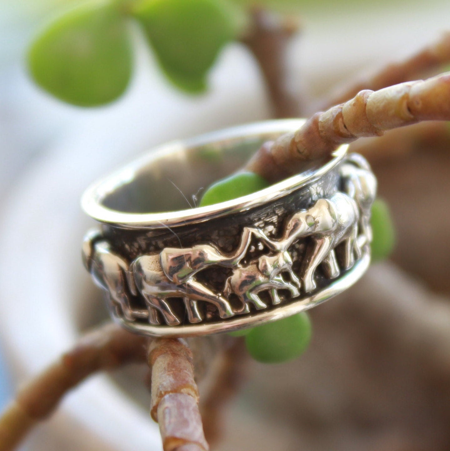 925 Sterling Silver Elephant Spinner Ring | Thumb Ring | Meditation ...