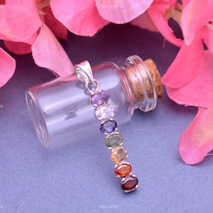 Seven Chakra Healing Pendant | 7 chakra pendant | 925 Silver Chakra Pendant | Infinity Gemstone Pendant | Multi Stone Pendant | Gift For Her