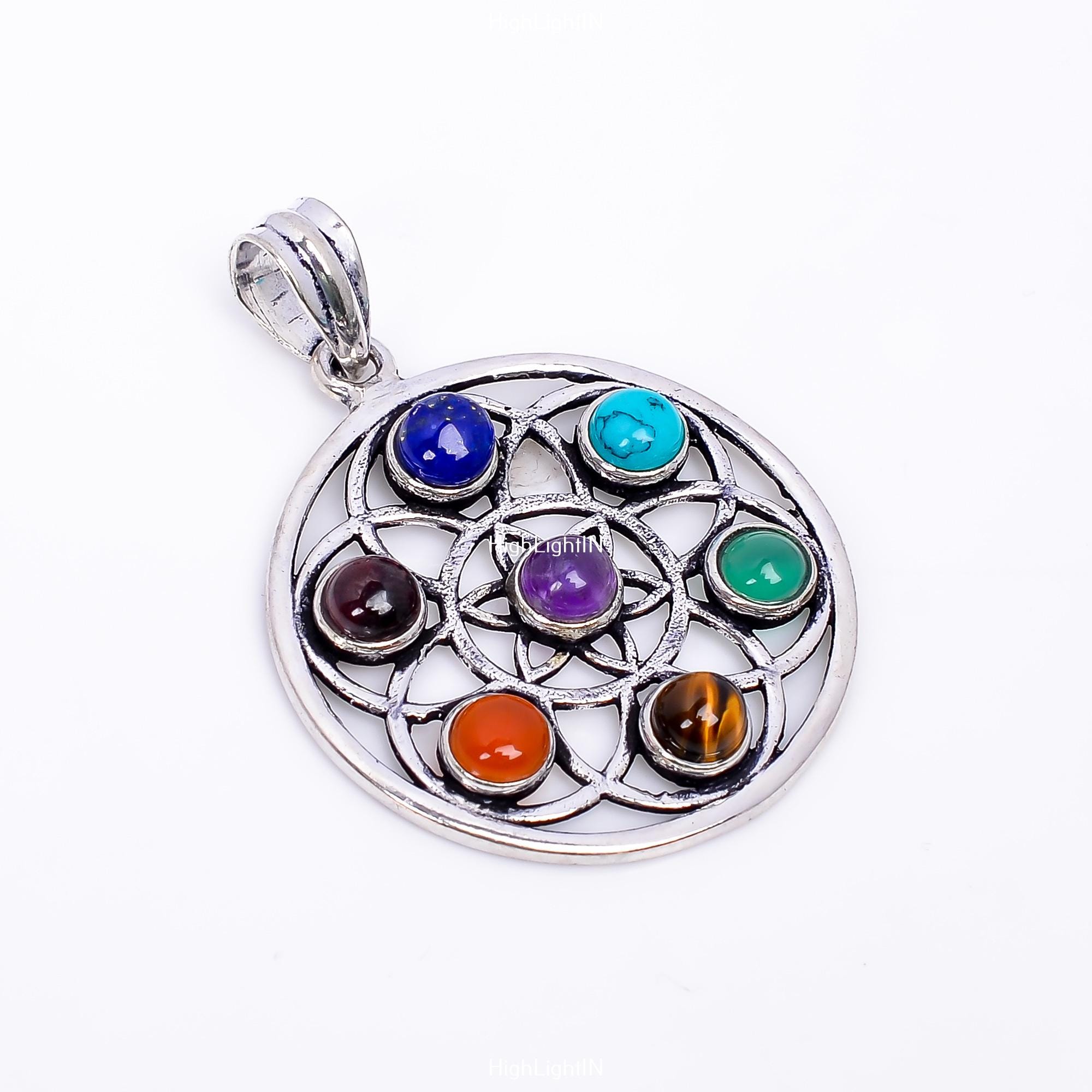 Chakra Pendant | 925 Sterling Silver | Natural Gemstone | Wire
