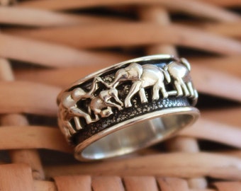925 Sterling Silver Elephant Spinner Ring | Thumb Ring | Meditation Ring | Fidget Ring | Anti-Anxiety Ring | Handmade Spinner | Healing Ring