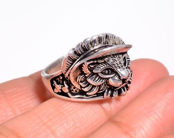 Lion Head Ring, Vintage Lion Signet Ring, King of Beasts Ring, Gothic Animal Ring, Men's Statement Ring, Viking Style Jewelry, Unisex  Ring