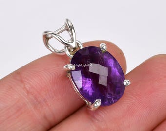 925 Sterling Silver Pendant | Amethyst Gemstone Pedant | Handmade Silver Pendant | Dainty  Healing Pendant | Anniversary Gift For Women