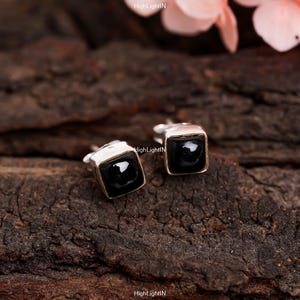 Black Onyx Stud Earrings | 925 Sterling Silver Stud Earrings |Solid Silver Earrings | Handcrafted Stud Earrings |Genuine Black Onyx Gemstone