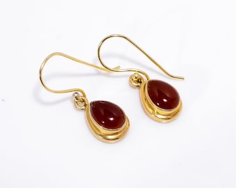Natural Gemstone Earrings | 925 Sterling Silver Dangle Earrings | Drop Earrings | Women Earrings | Carnelian Earrings | Minimalist Jewelry