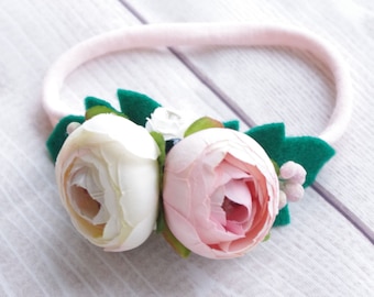 Baby flower Headband, peony headband for girls, newborn headband, baby girl headband, newborn gift, newborn prop, cake smash prop