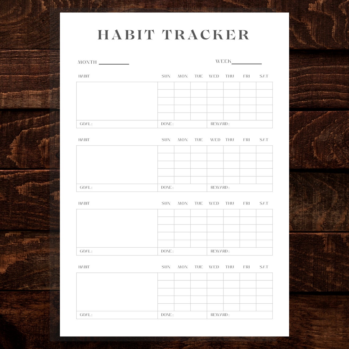 Habit Tracker Printable Habit Checklist Habit Tracker Chart Etsy UK