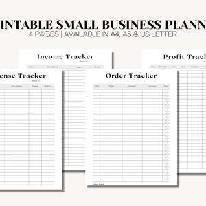 Small Business Planner Business Expense Tracker Printable Business Planner Order Form PDF, A4/A5/US Letter Size