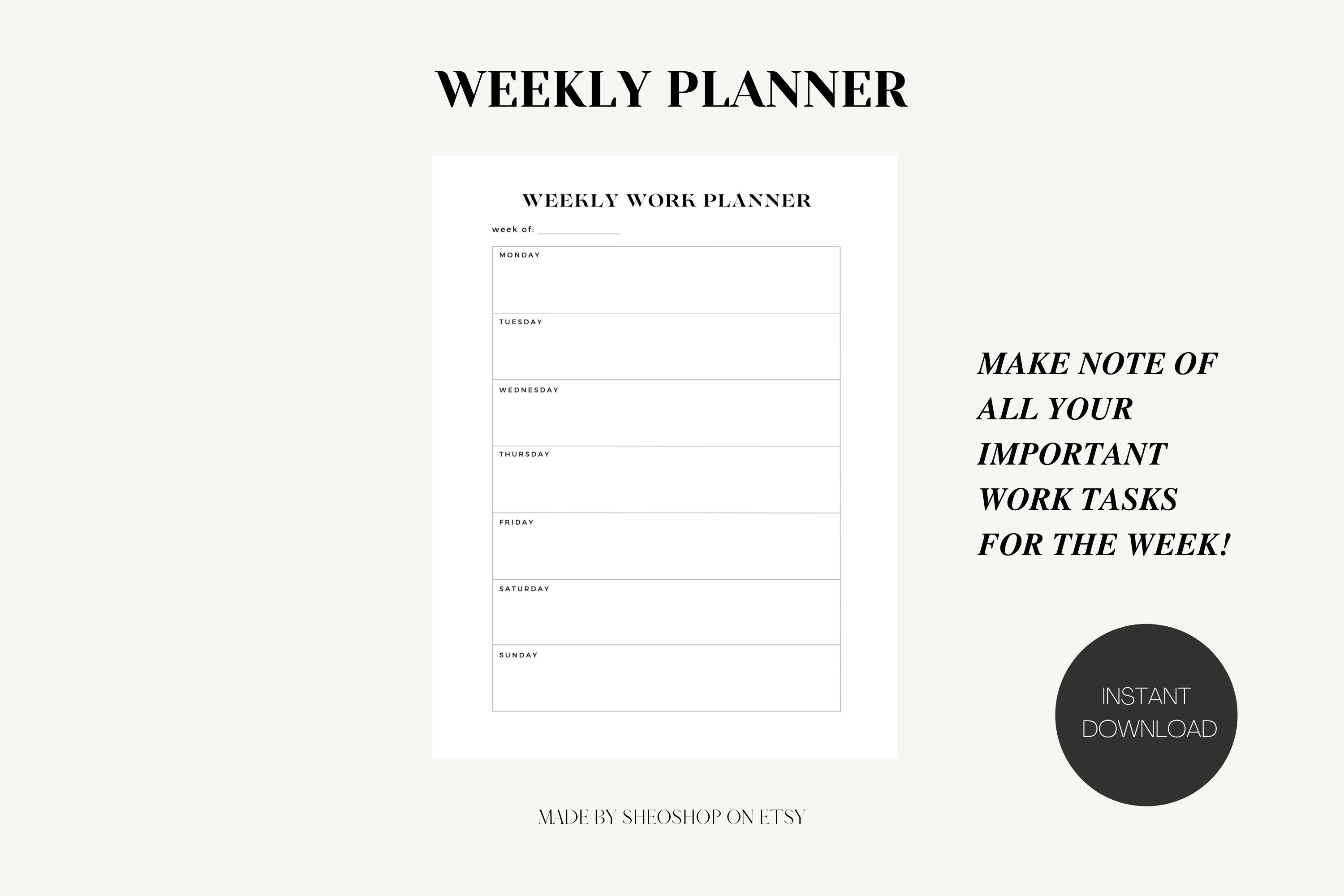 Work From Home Planner Daily Work Planner Work Day Schedule Etsy