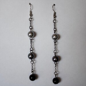 Silver & Black Dangle Earrings