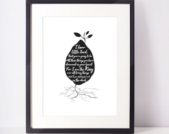 A Seed of Faith Print - Children's Book Quote-  A4 Typography Monochrome Print