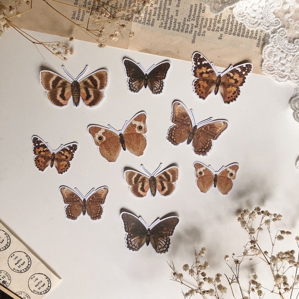 Schmetterling Ausschnitte | Schmetterling Sticker | Vintage Schmetterlinge | 10 Stück | Journaling | Scrapbooking
