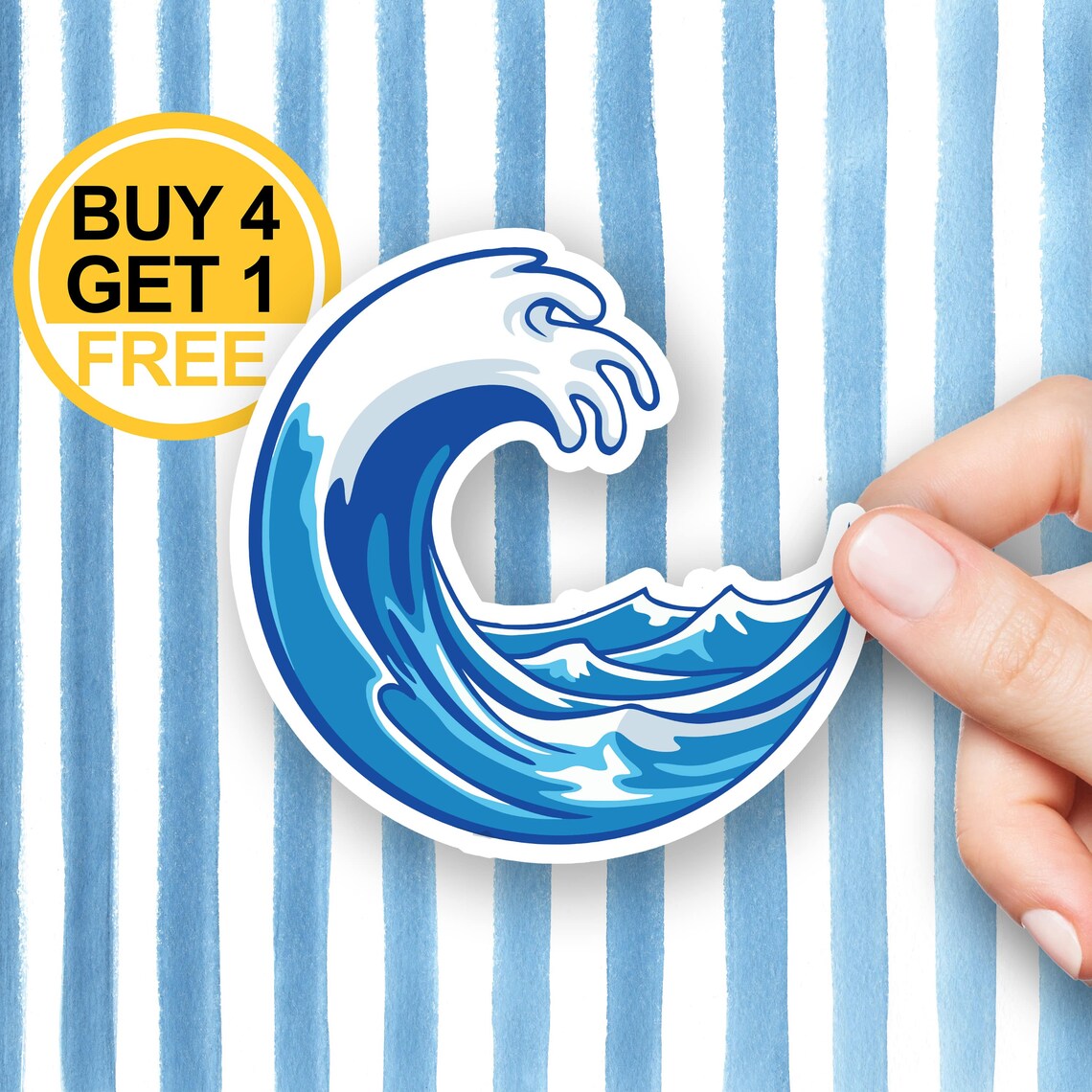 Great Wave Sticker Ocean Sticker Inspiration Sea Stickers Etsy