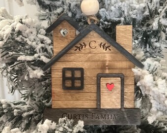 Home Ornament - Laser cut Wood Christmas Ornament - Rustic Decor - Christmas Decor - New Home Ornament - Christmas Family Ornament