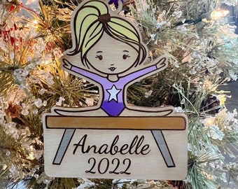 Gymnastics Ornament -  Wooden Hanging Christmas Tree Ornament - Gymnastics Lover - Gymnastics Gift - Gymnast Ornament - Bars - Beam - Vault