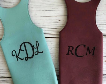 Monogrammed Wine Tote - Custom Wine Tote - Custom Engraved Leather Wine Bag - Wine Tote Bag - Personalized Wine Bag - Wine Carrier