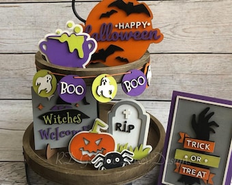 Halloween Tiered Tray Signs -Halloween Tiered Tray Decor - Halloween Decor - Finished Tiered Tray Decor - Home Decor - 3D Signs