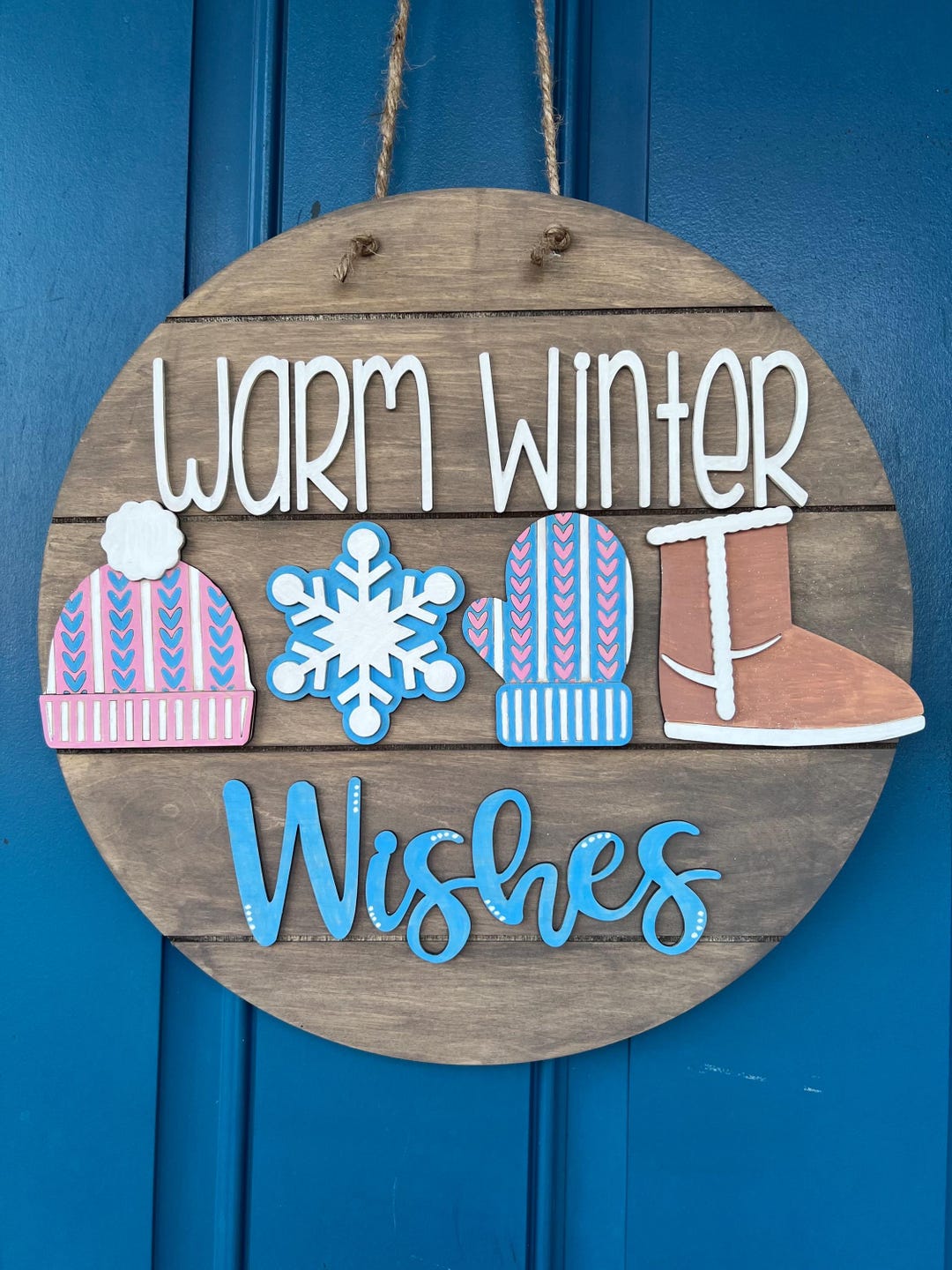 Warm Winter Wishes - Christmas Door Hanger - Door Hanger - Wall