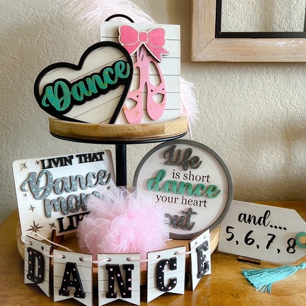 Dance Tiered Tray Decor - Ballerina - Dancer Decor - Sports Themed Tiered Tray - Finished Tiered Tray Set - Dance Gift