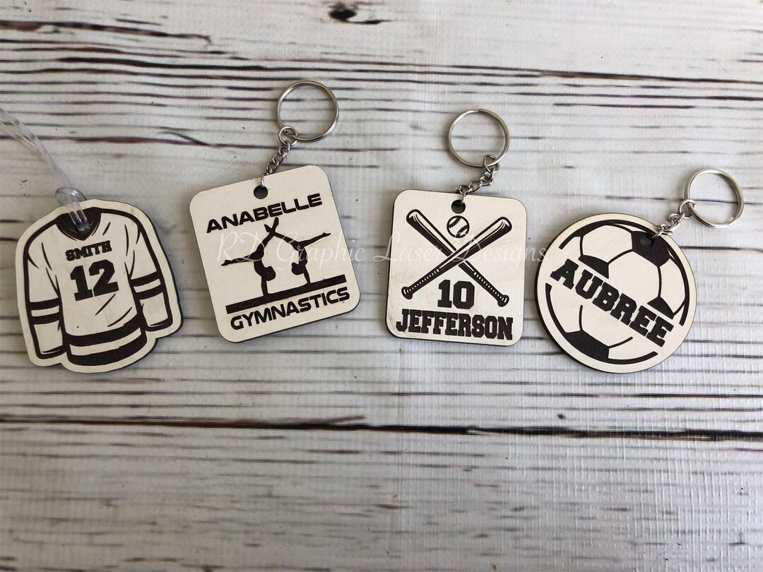 Personalized Sports Keychains - Wood Keychains - Sports Keychain ...