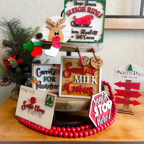 Christmas Tiered Tray Bundle Farmhouse Christmas Decor Etsy