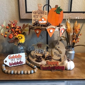 Thanksgiving Tier Tray Decor - Fall Tiered Tray Bundle - Pumpkin Pie - Fall Themed Tiered  - Turkey Tier Tray - Fall Farmhouse Decor-3D Sign