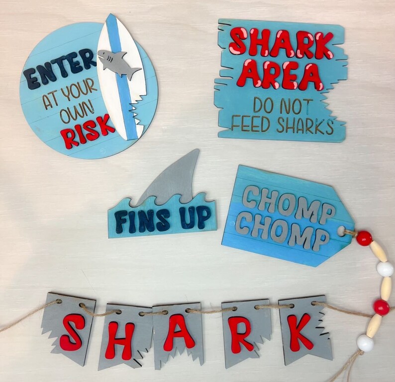 Shark Tiered Tray Set - Shark Decor - Beach Tiered Tray - Sharks ...