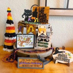 Halloween Tiered Tray Signs -Halloween Tiered Tray Decor - Halloween Decor - Finished Tiered Tray Decor