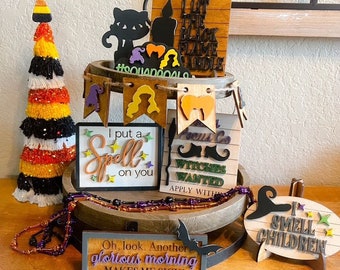 Halloween Tiered Tray Signs -Halloween Tiered Tray Decor - Halloween Decor - Finished Tiered Tray Decor