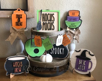 Halloween Tiered Tray Signs -Halloween Tiered Tray Decor - Halloween Decor - Finished Tiered Tray Decor - Home Decor - 3D Signs - Spooky
