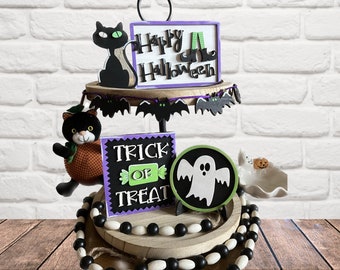 Halloween Tiered Tray Signs -Halloween Tiered Tray Decor - Halloween Decor - Finished Tiered Tray Decor - Home Decor - 3D Signs