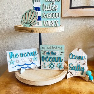 Beach Tiered Tray - Beach Tiered Tray Set - Beach House Signs - Finished Tiered Tray Set - Summer Home Decor
