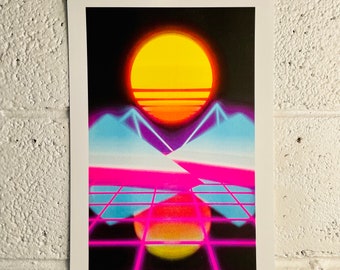 Riso '85 - Risograph Print 11 x 17 - Synthwave Outrun Vaporwave Riso Art