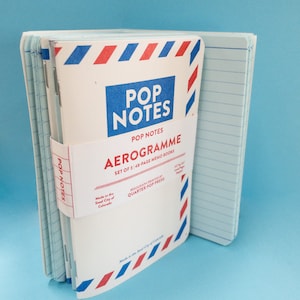 Airmail Notizbuch 3er Pack - Risograph gedrucktes Memobook inspiriert von Aerogramme - Inklusive Air Mail Postkarte