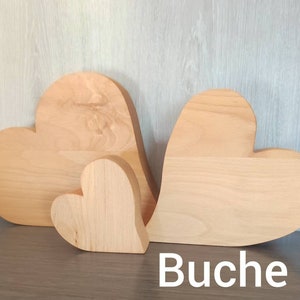 Holzherz mit Wunschtext, Ahorn, Eiche oder Buche, in 21x25 cm, 18x20 cm oder 11x11 cm, Personalisierte Geschenke, Hochzeit, Geburt Bild 4