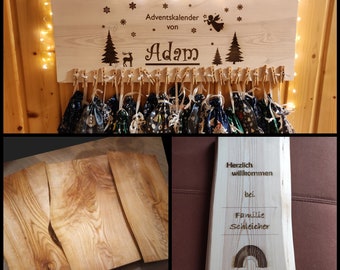 Holzplatte, Holzschild, Holzservierbrett, Adventskalender; Gravur nach Wunsch