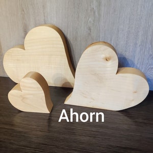 Holzherz mit Wunschtext, Ahorn, Eiche oder Buche, in 21x25 cm, 18x20 cm oder 11x11 cm, Personalisierte Geschenke, Hochzeit, Geburt Bild 2