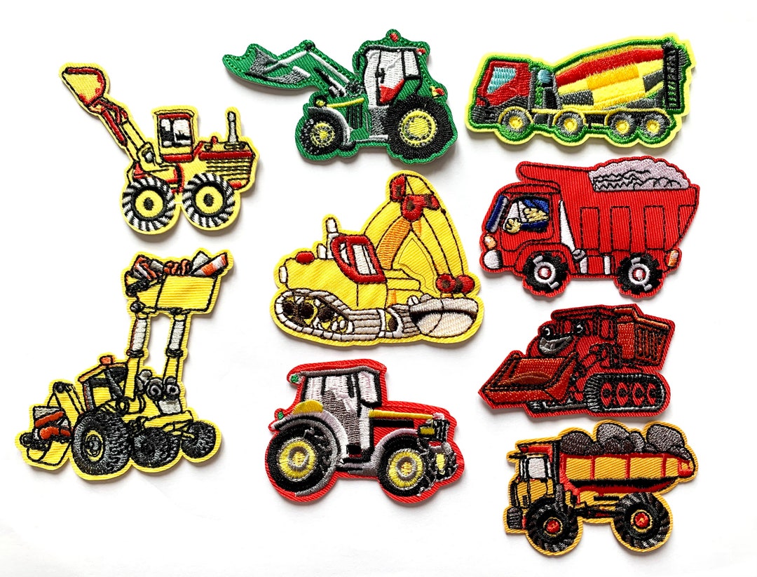 Kids Patch Excavator 360 Bulldozer Grader Dump Truck - Etsy UK