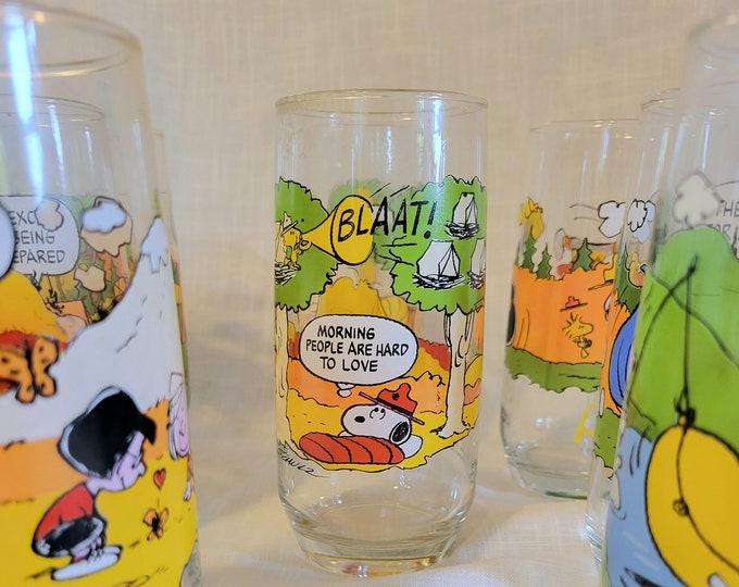 Mcdonalds Snoopy Charlie Brown Camp Drinking Glasses Set of 5 Etsy