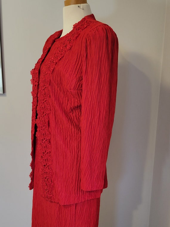 David Rose Size 14 Red Dress with Jacket- Beautif… - image 5