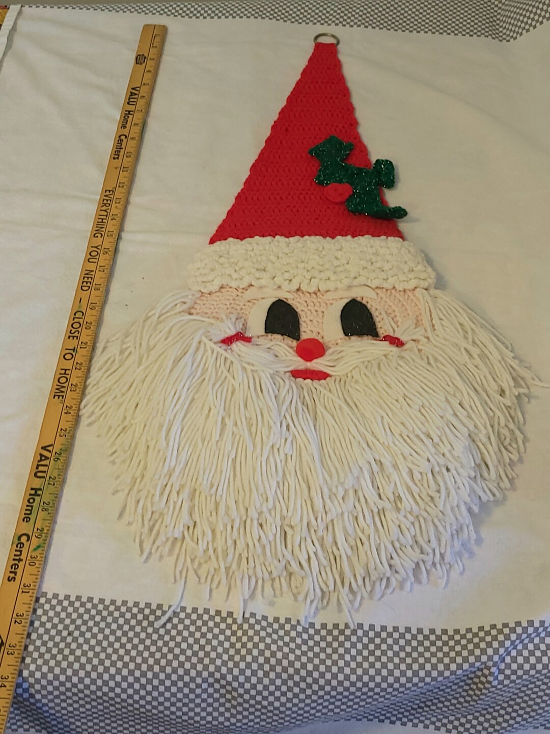 Santa Face Wall/door Hanging, Crocheted Cotton Yarn, Beautiful Wall
