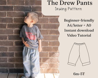 The Drew Pants Sewing Pattern | PDF Toddler Pants Pattern | 6M–5T | Beginner Sewing Pattern | A0 & A4/Letter