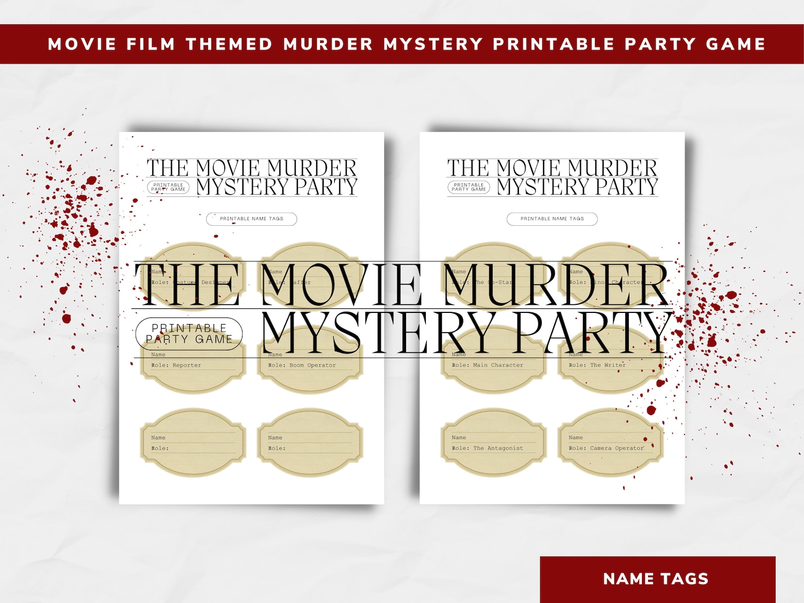 MURDER MYSTERY Printable Party Game Movie Film Theme Party Etsy