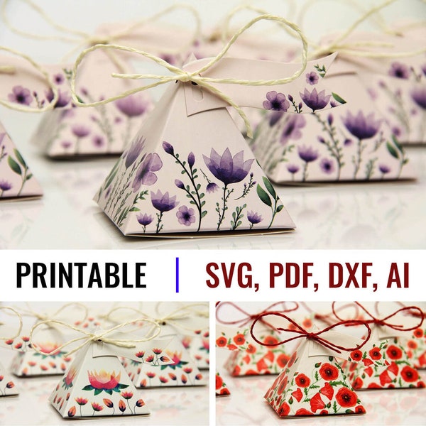 Druckbares Candy Box Kit - Pyramid Box - Geschenkboxen, Party-Geschenkboxen, Papierspielzeugbox / Diy / SVG, DXF, PDF, Cricut, Silhouette