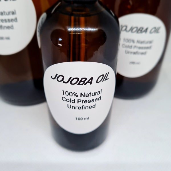 Organic Jojoba Oil in Glass Bottle - 100% Natural, Unrefined, Cold Pressed