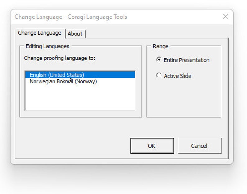 Change Proofing Language add-in for Microsoft PowerPoint image 3