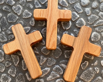 Prayer crosses gift, hardwood cross, handheld cross for prayer, first communion gift