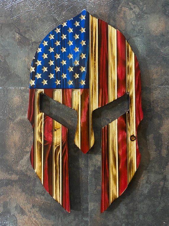 Spartan helmet flag, American flag Spartan helmet, patriotic gift, man cave gift, military gift