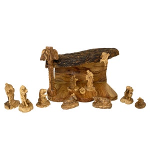 Christmas Nativity Set Creche with Three Kings Olive Wood