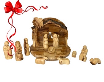 Christmas Nativity Set Creche olive wood Handmade in Bethlehem Holy Land | Christmas gifts